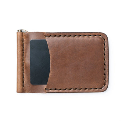 Leather Money Clip Wallet - Natural Popov Leather