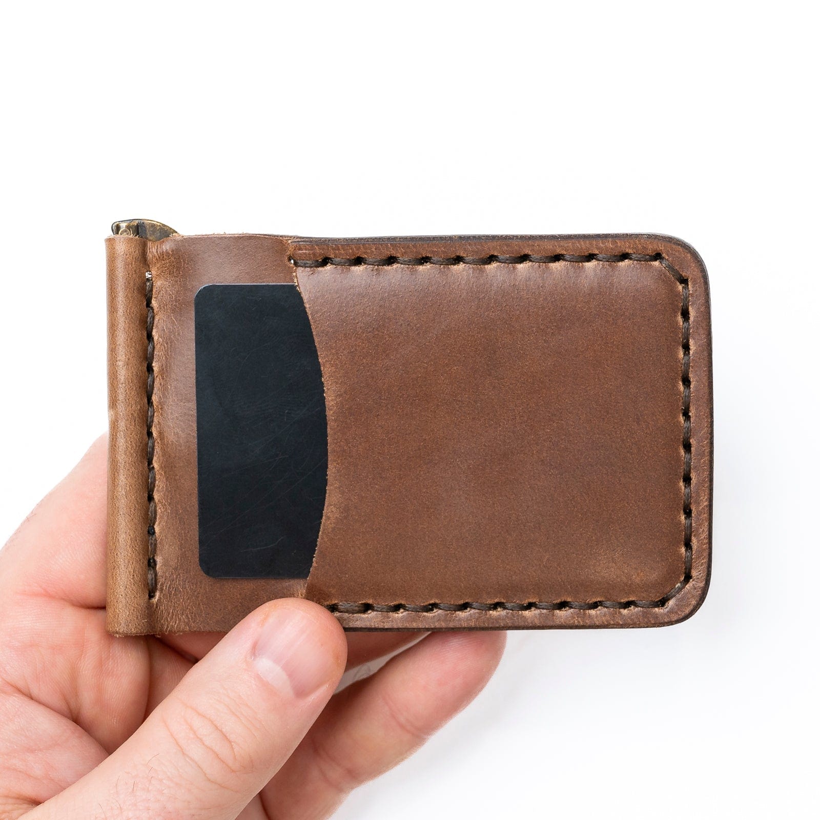 Leather Money Clip Wallet - Natural Popov Leather