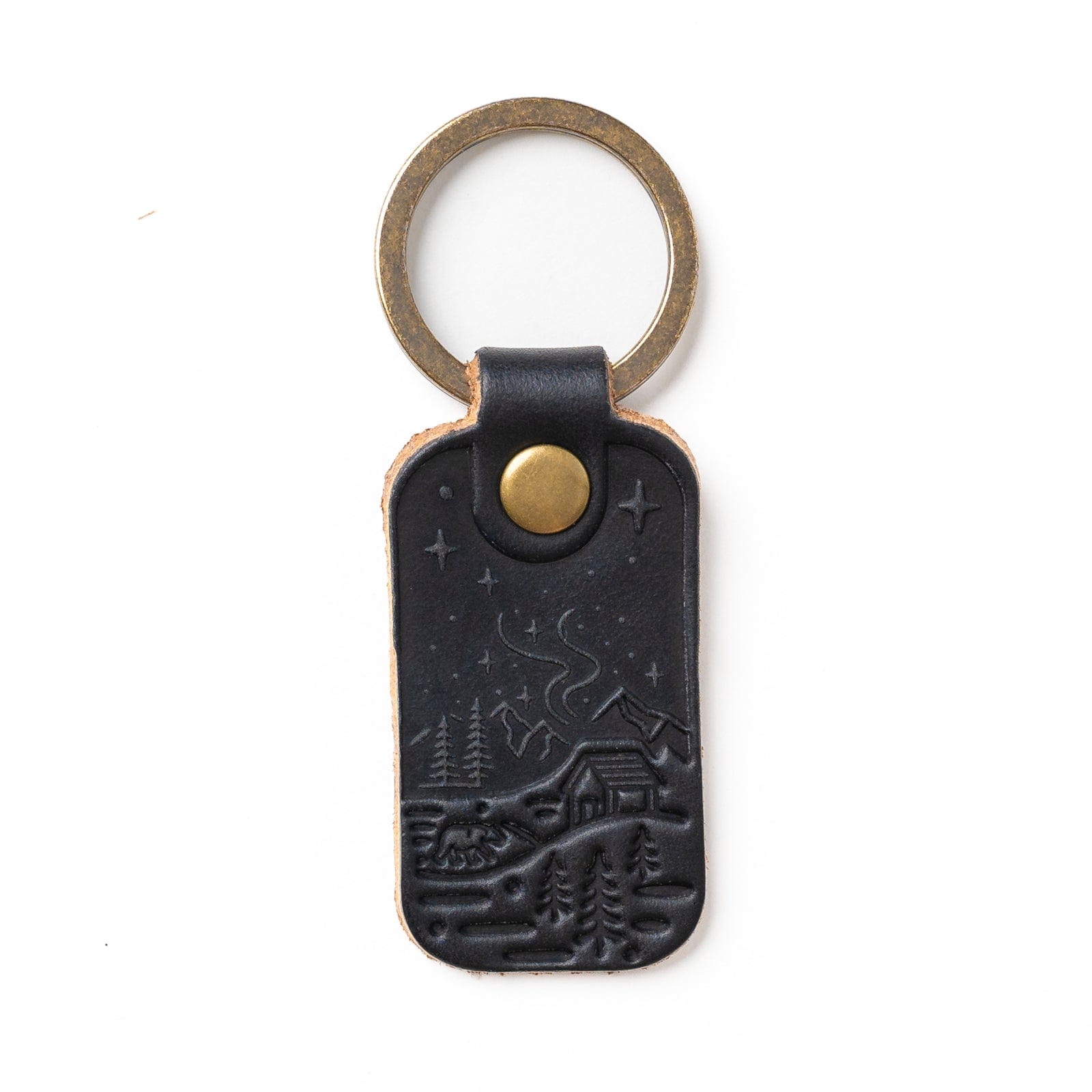 Leather Northern Lights Keyfob - Black Popov Leather