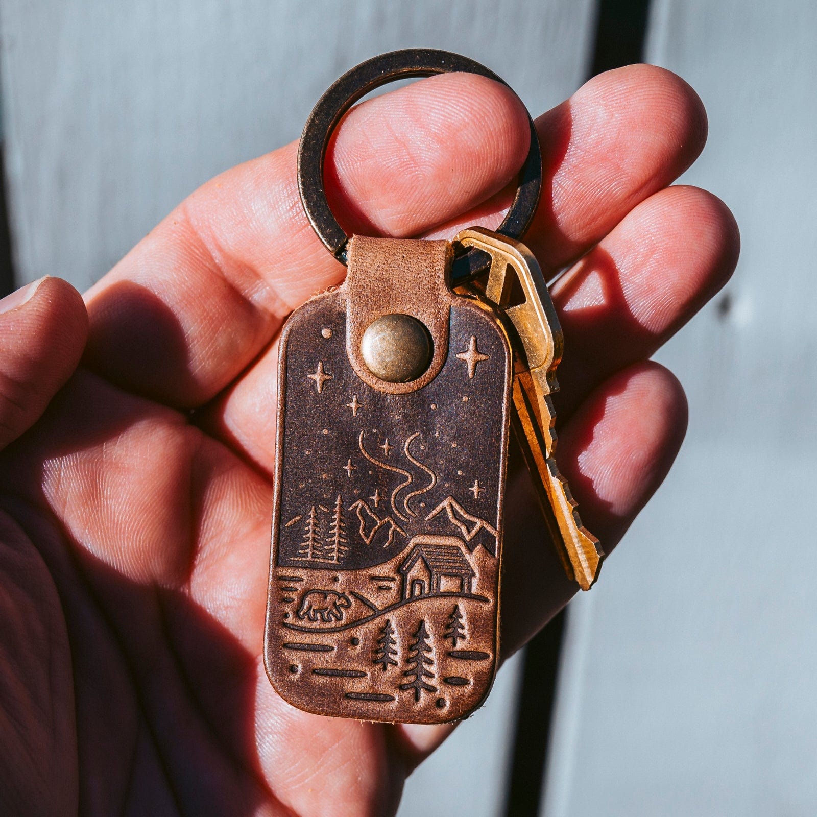 Leather Northern Lights Keyfob - Natural Popov Leather