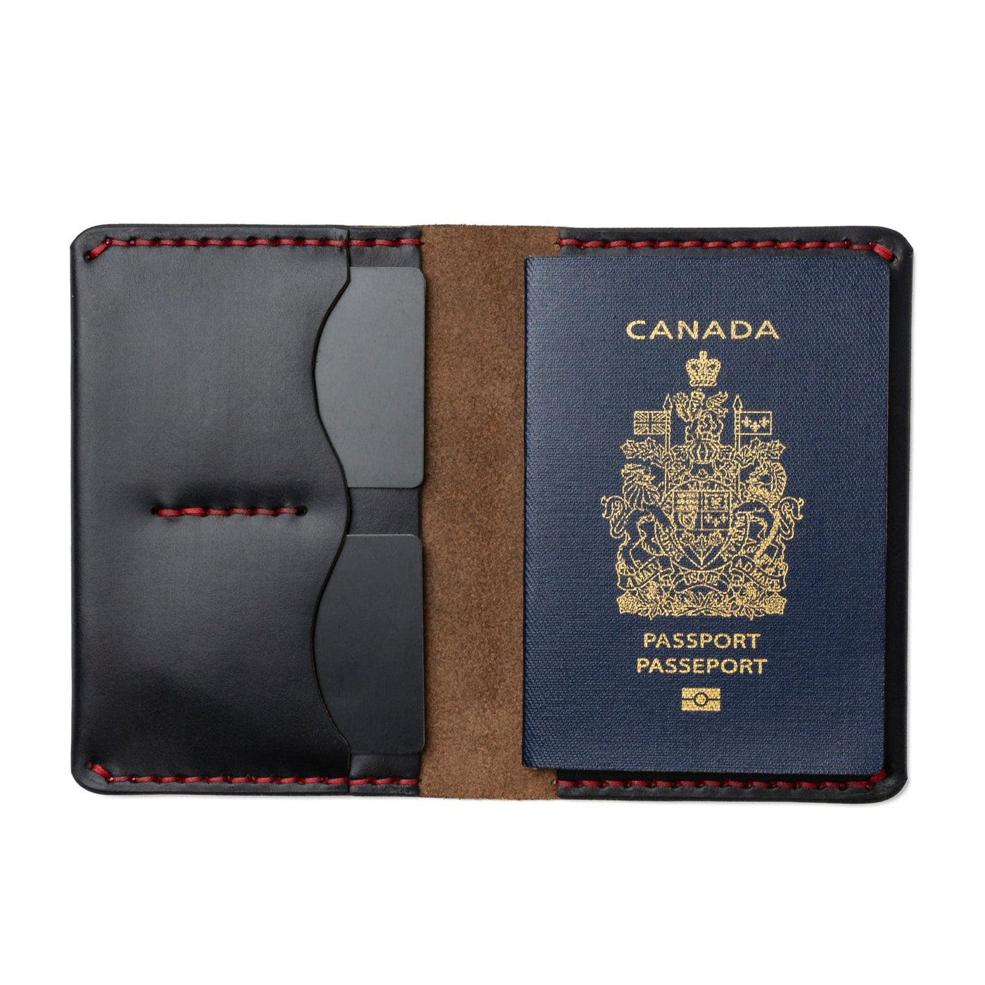 Leather Passport Cover - Black Popov Leather
