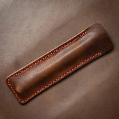 Leather Pen Case - Heritage Brown Popov Leather