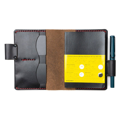 Leather Stalogy 365 Days A6 Notebook Cover - Black Popov Leather