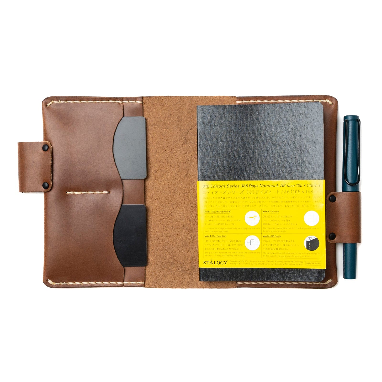 Leather Stalogy 365 Days A6 Notebook Cover - Natural Popov Leather