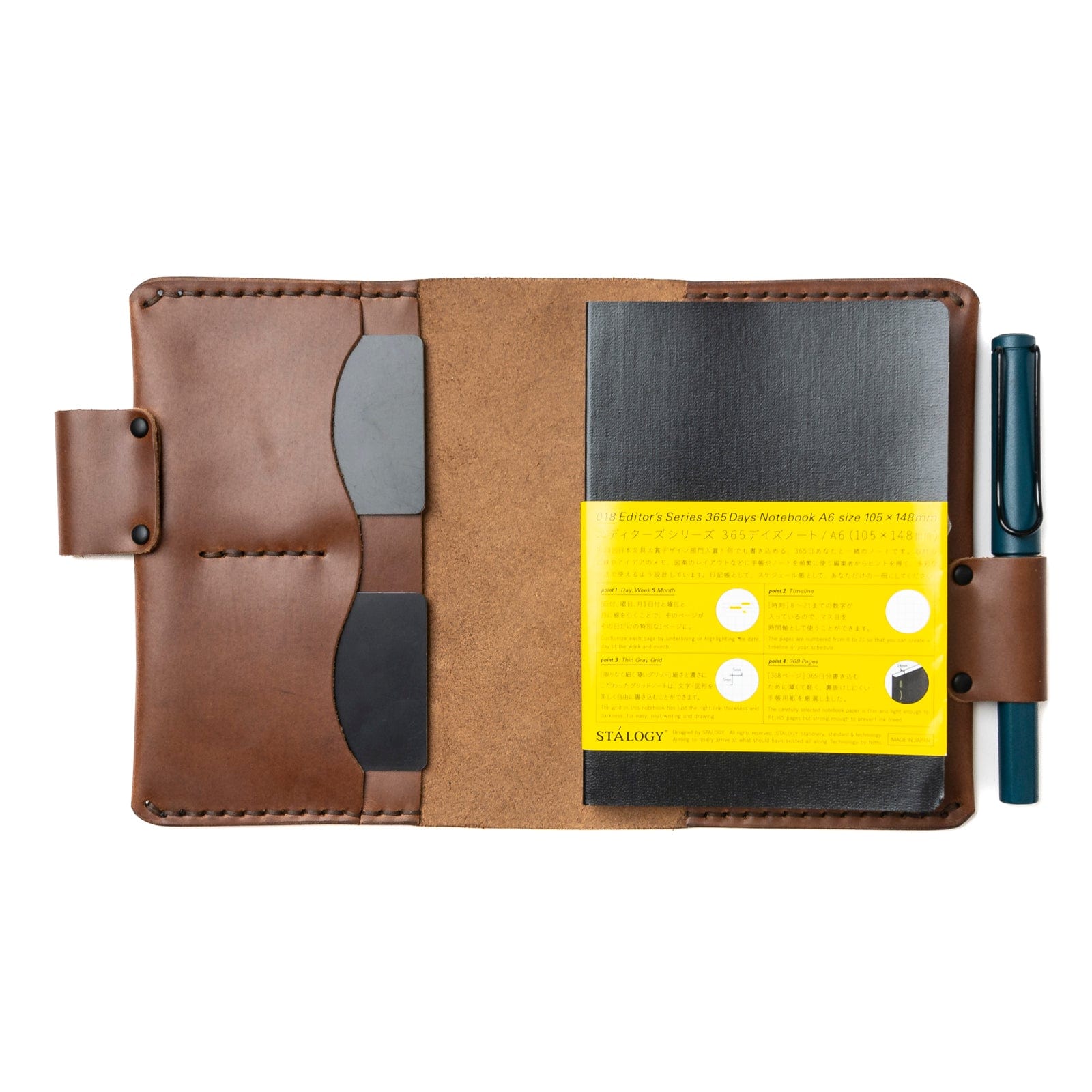 Leather Stalogy 365 Days A6 Notebook Cover - Natural Popov Leather