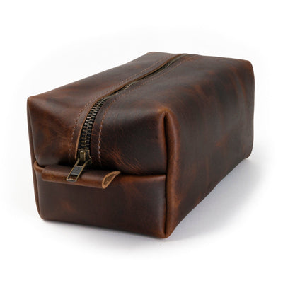 Leather Toiletry Bag - Heritage Brown Popov Leather