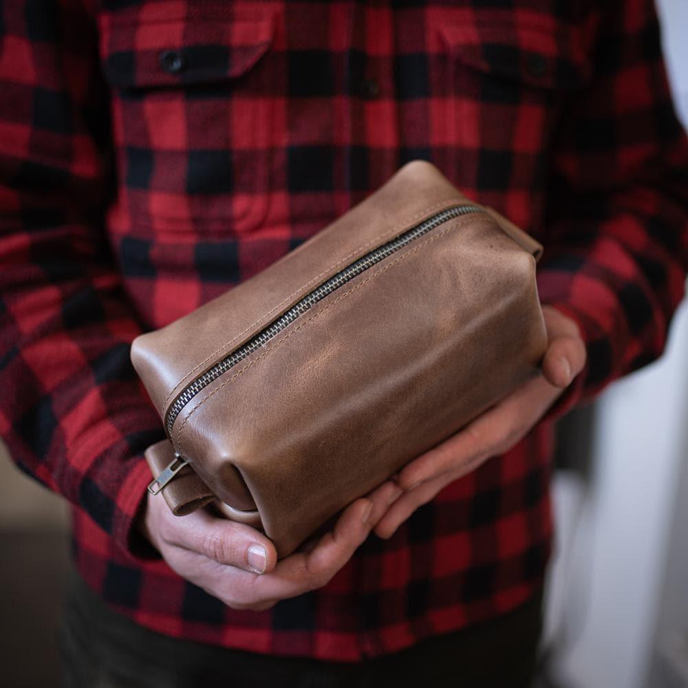 Leather Toiletry Bag - Natural Popov Leather