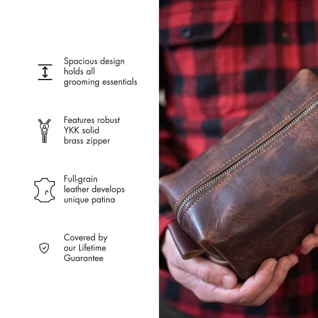期間限定30％OFF! Leather Toiletry Popov - Travel for Perfect & Durable Bag: ラウンド用品・アクセサリー