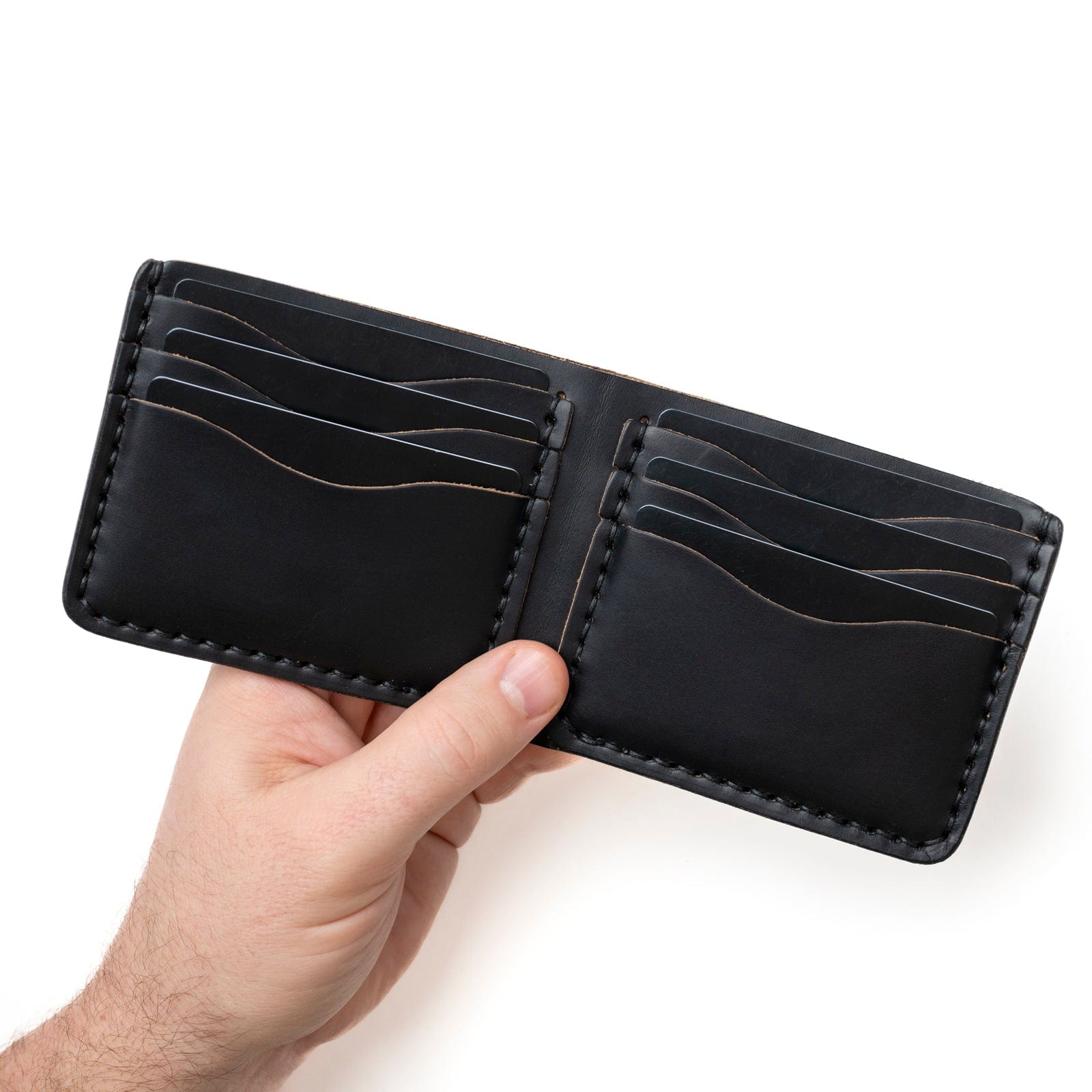 Leather Traditional Wallet - Black Popov Leather