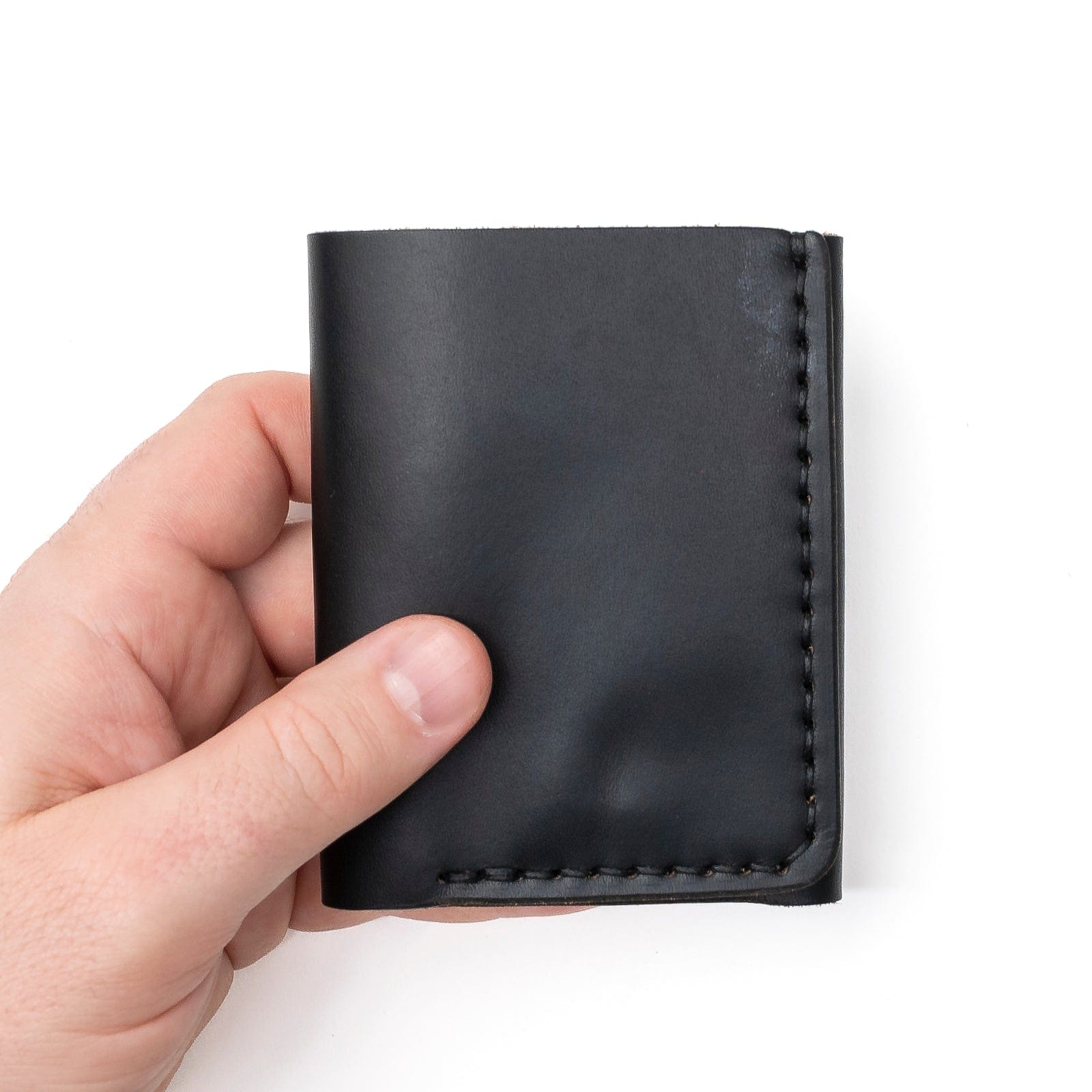 Leather Trifold Wallet - Black Popov Leather