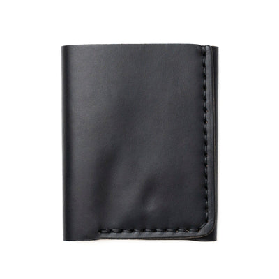 Leather Trifold Wallet - Black Popov Leather