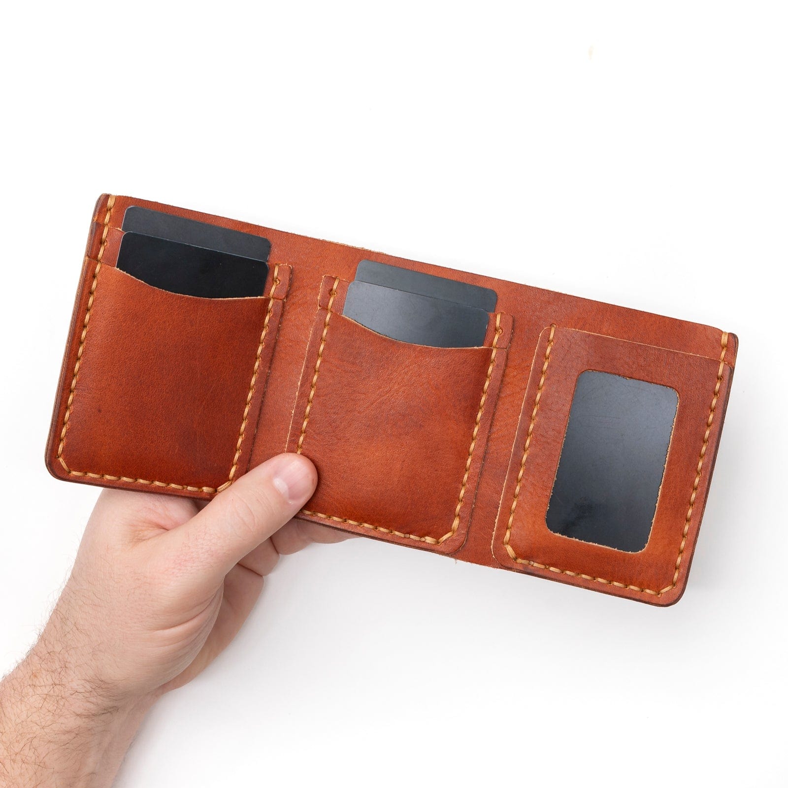 Leather Trifold Wallet - English Tan Popov Leather