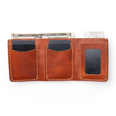 Leather Trifold Wallet - English Tan Popov Leather