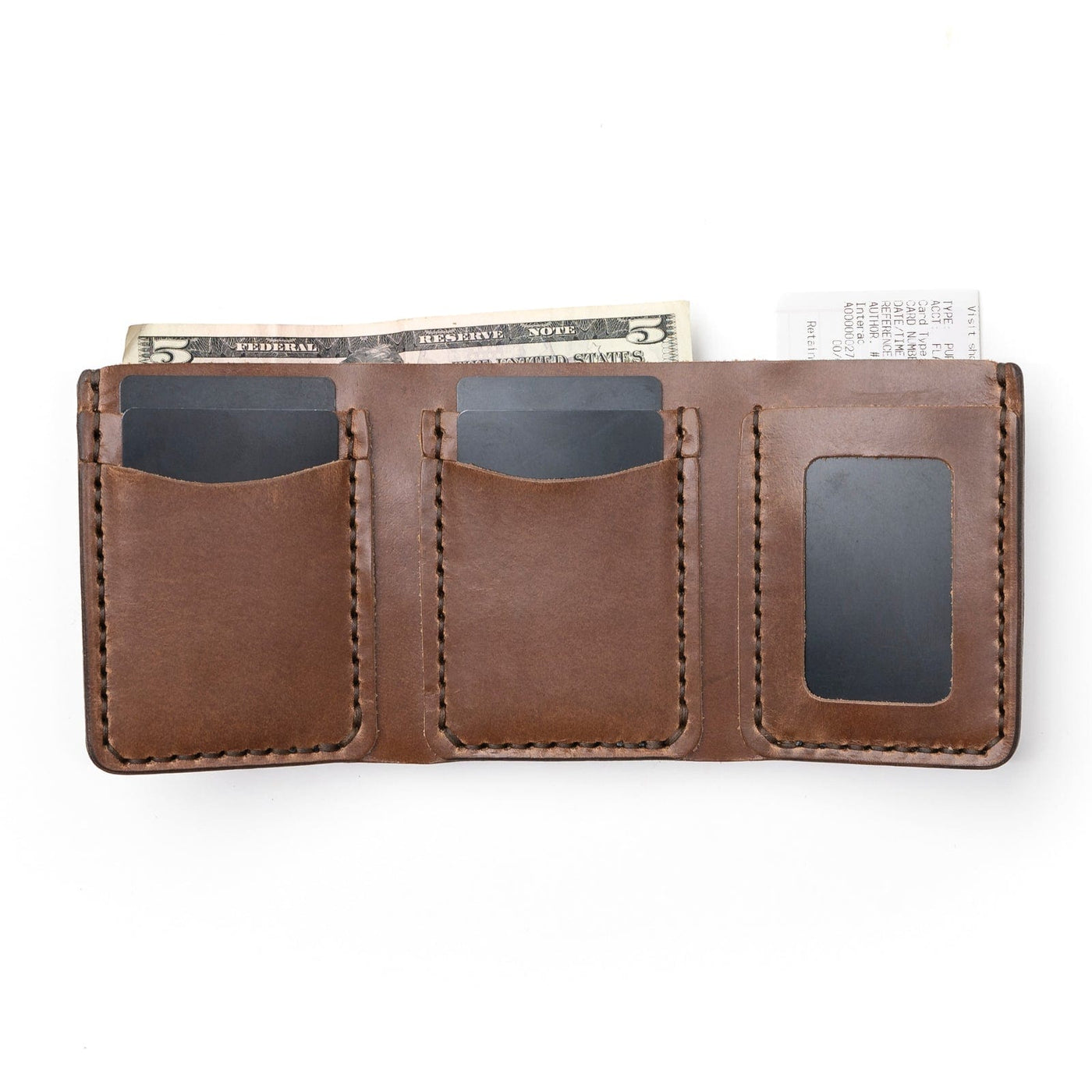 Leather Trifold Wallet - Natural Popov Leather
