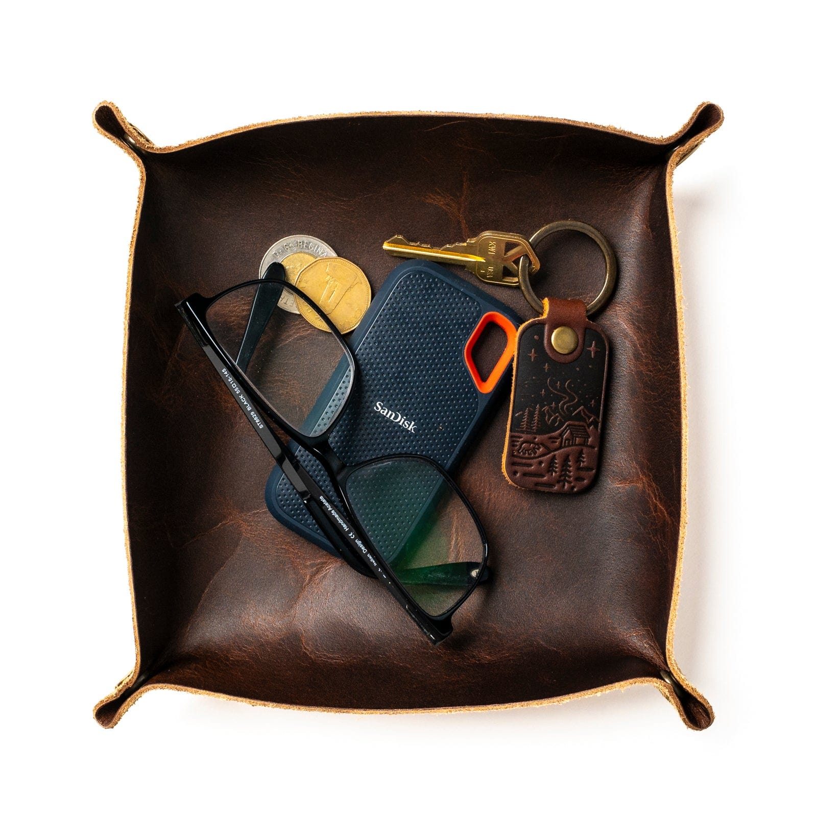 leather dresser tray Wild Boar Leather Valet Tray
