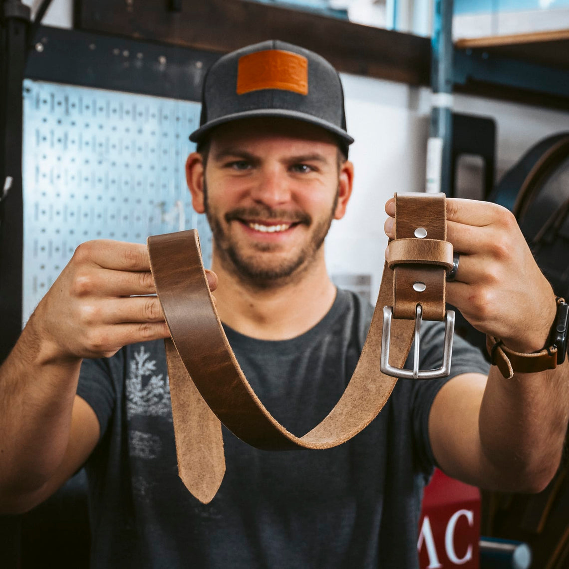9oz full-grain leather belt strap