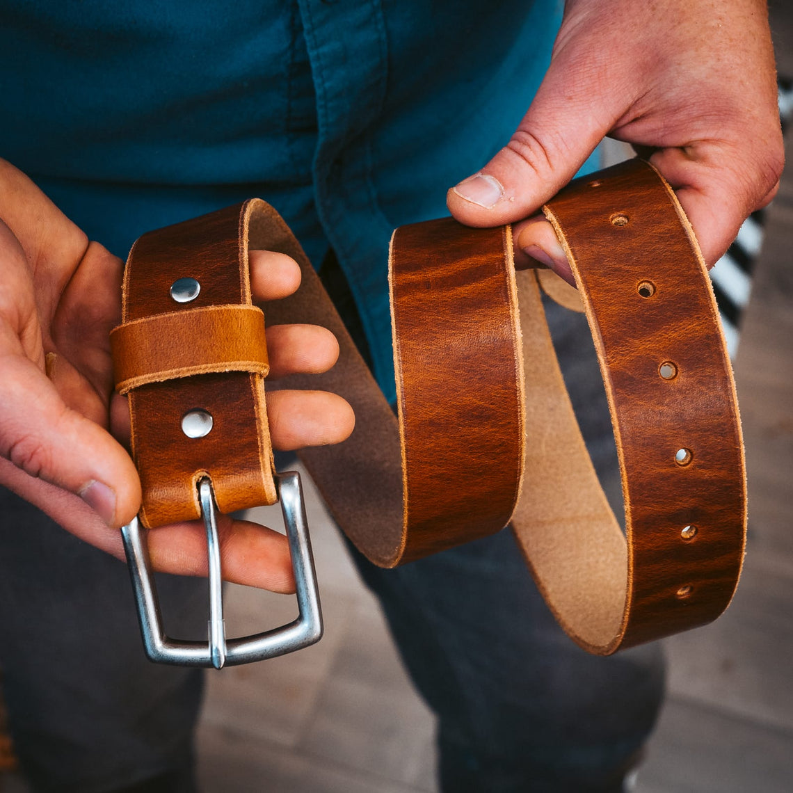 English Tan leather belt