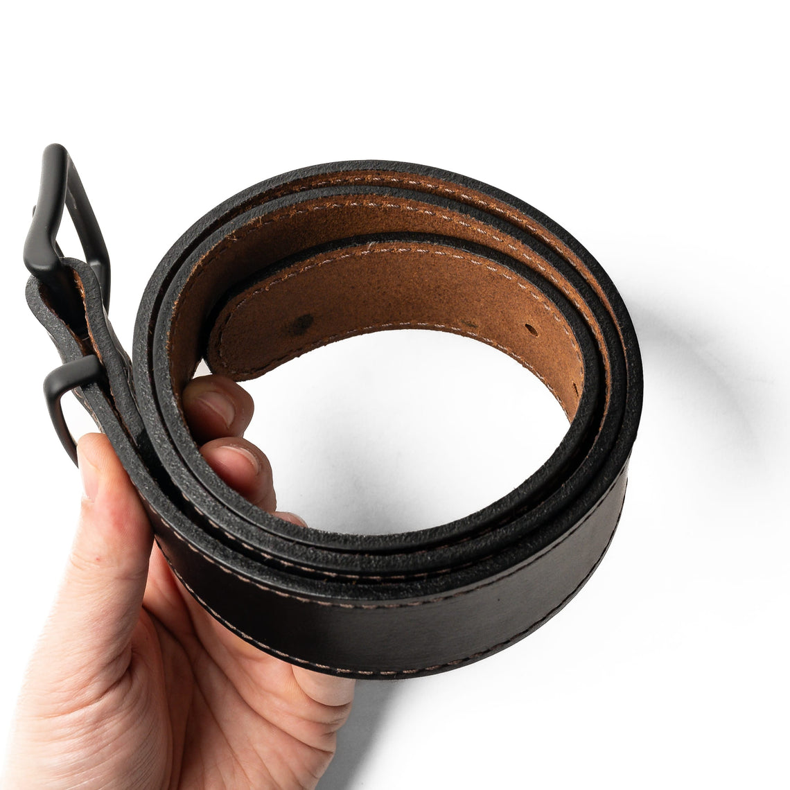 Polished and dyed edges on a Vanguard dress belt
