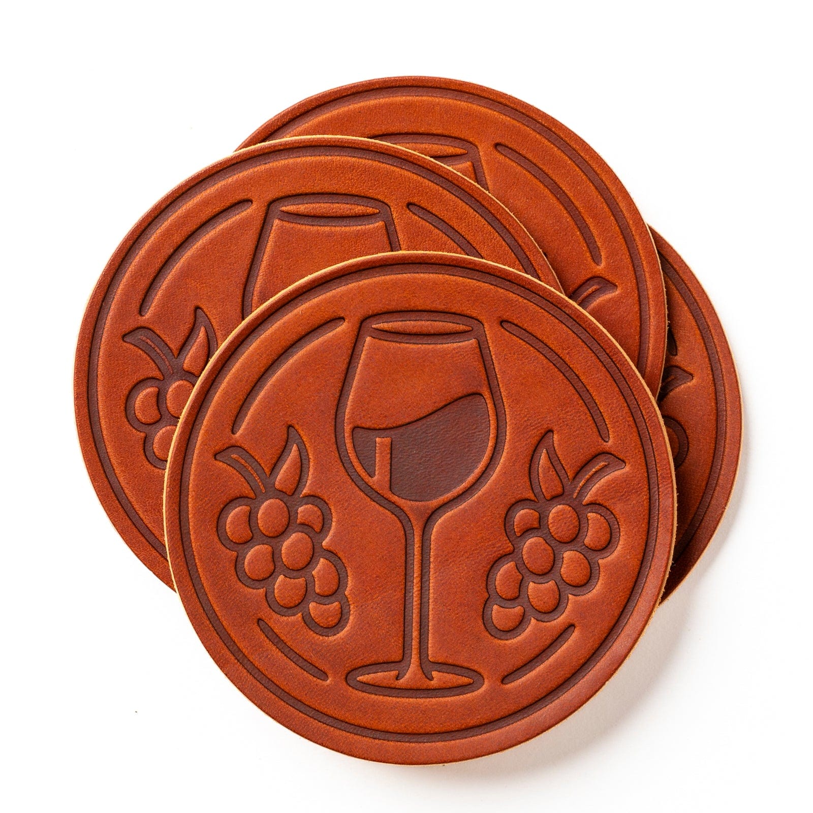 Merlot Coasters - English Tan - 4 Pack Popov Leather