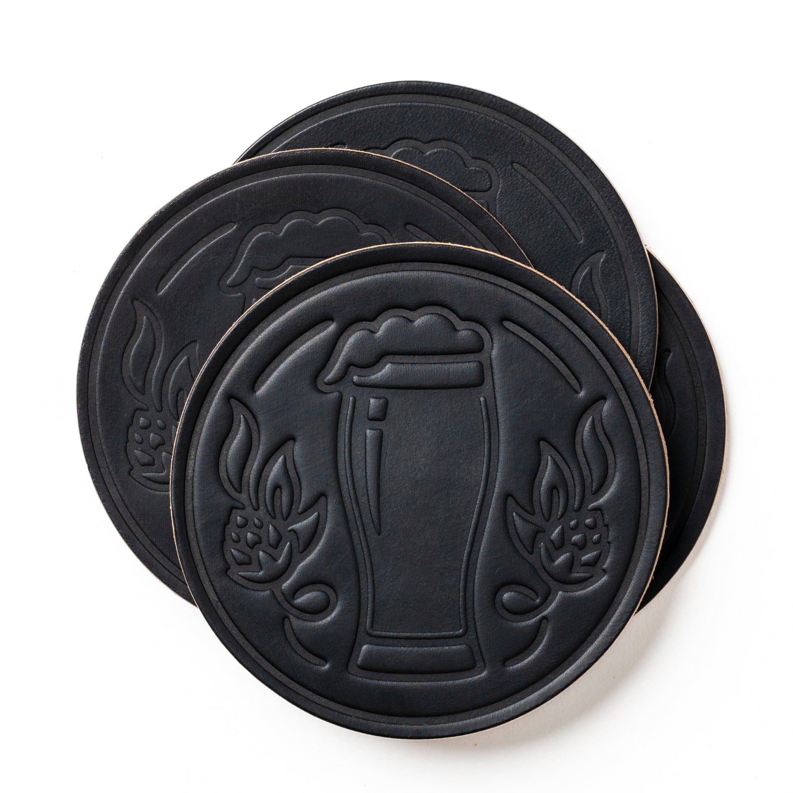 Stout Coasters - Black - 4 Pack Popov Leather