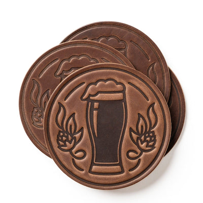 Stout Coasters - Natural - 4 Pack Popov Leather