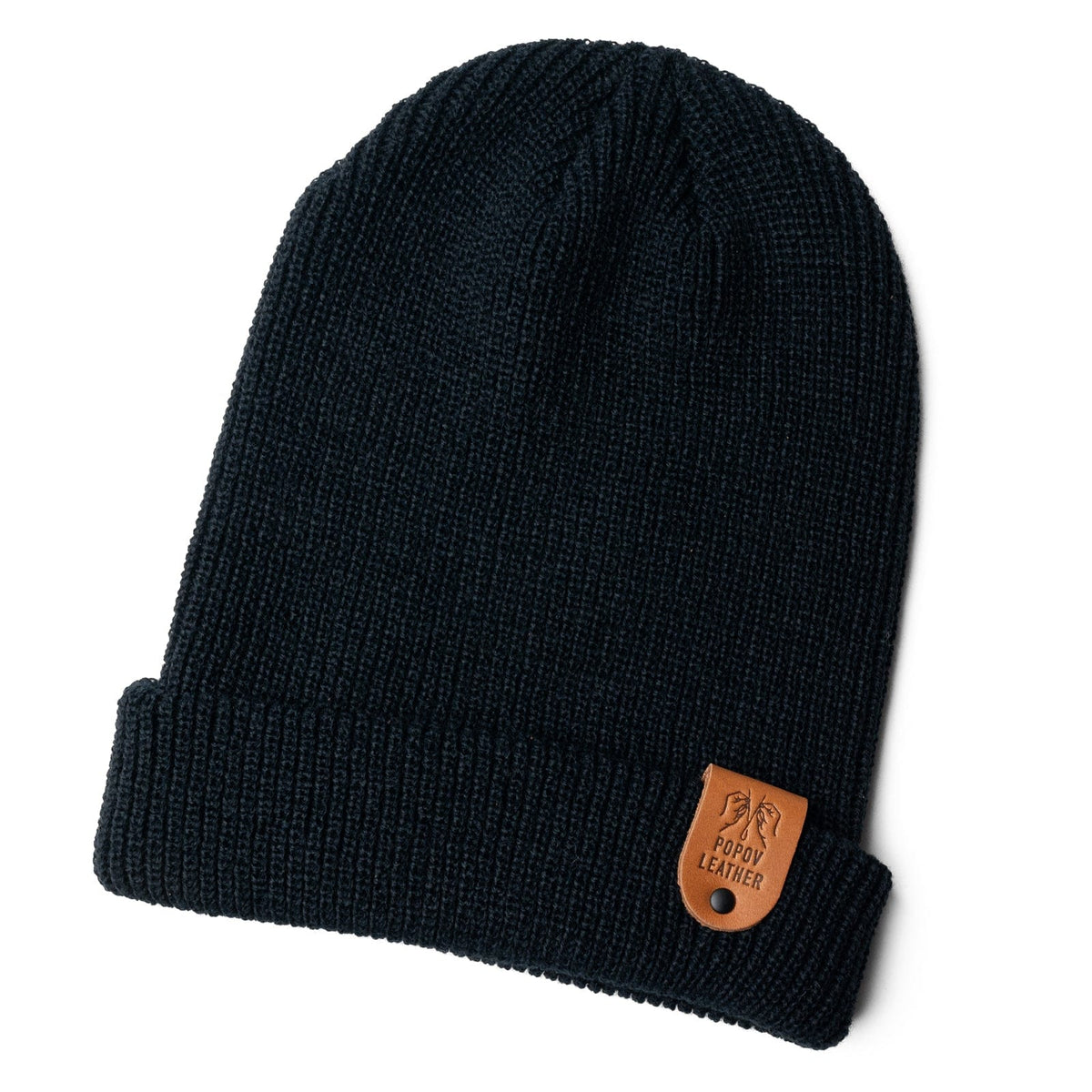 Leather Patch Toque | Knit Beanie | Popov Leather